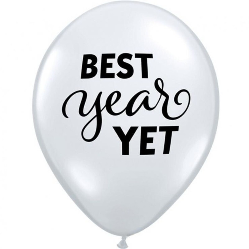 Lateksowe Balony przezroczysty z napis. "Best year yet" 11" - 28 cm / 25 szt.