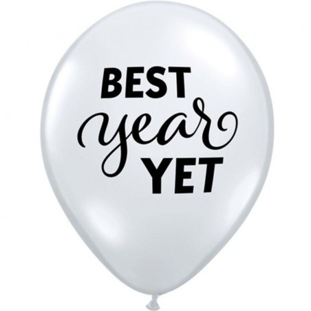 Lateksowe Balony przezroczysty z napis. "Best year yet" 11" - 28 cm / 25 szt.