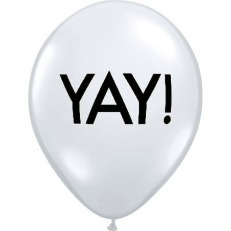Lateksowe Balony przezroczyste z napis. "YAY!" 11" - 28 cm / 25 szt.