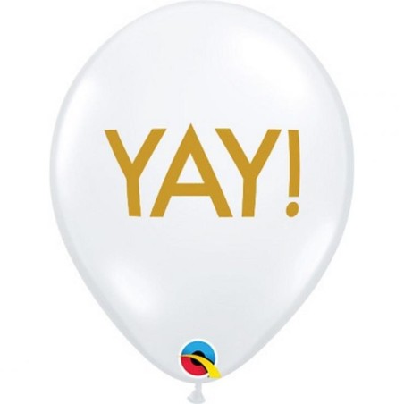 Lateksowe Balony przezroczysty z napis. "YAY!" 11" - 28 cm / 25 szt.