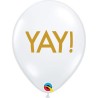 Lateksowe Balony przezroczysty z napis. "YAY!" 11" - 28 cm / 25 szt.