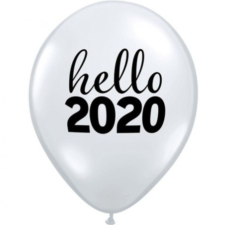 Lateksowe Balony przezroczysty z napis. "Hello 2020" 11" - 28 cm / 1 szt.