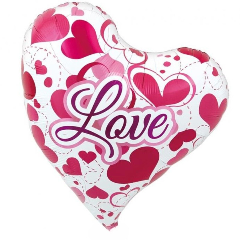 Foliowy Balony kolorowe z napis. "Love"(Serce). 14" - 35 cm / 1 szt.