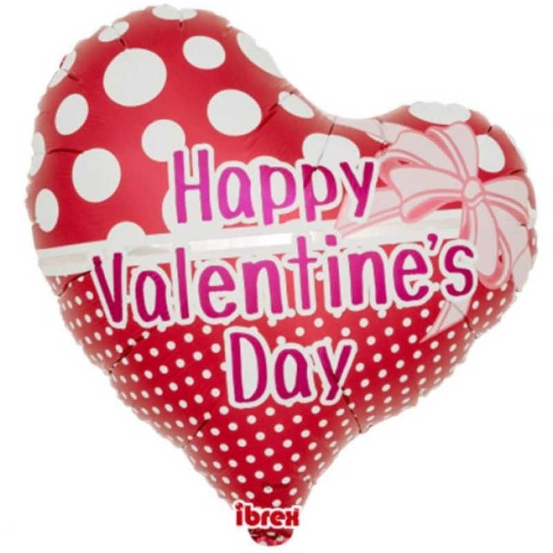Foliowy Balony czerwony z napis. "Happy Valentine’s Day"(Serce) metalik. 14" - 35 cm / 1 szt.
