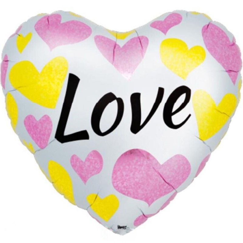 Foliowy Balony kolorowy z napis. "Love"(Serce). 25" - 62 cm / 1 szt.