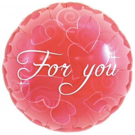 Foliowy Balony czerwone z napis. "For You"(Okrągłe). 14" - 35 cm / 1 szt.