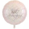 Foliowy Balony biały z napis. "Happy Anniversary"(Okrągłe). 14" - 35 cm / 1 szt.