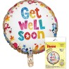 Foliowy Balony kolorowy z napis. "Get well soon"(Okrągłe). 14" - 35 cm / 1 szt.