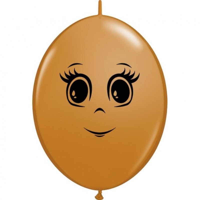Lateksowe Balony brązowy z nadru. twarz żeńska 6" - 15 cm / 50 szt.