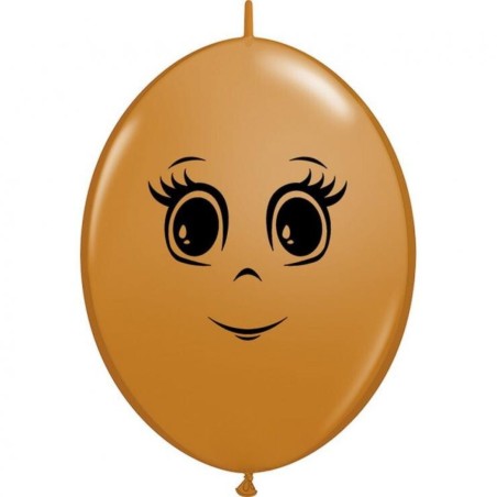 Lateksowe Balony brązowy z nadru. twarz żeńska 6" - 15 cm / 50 szt.