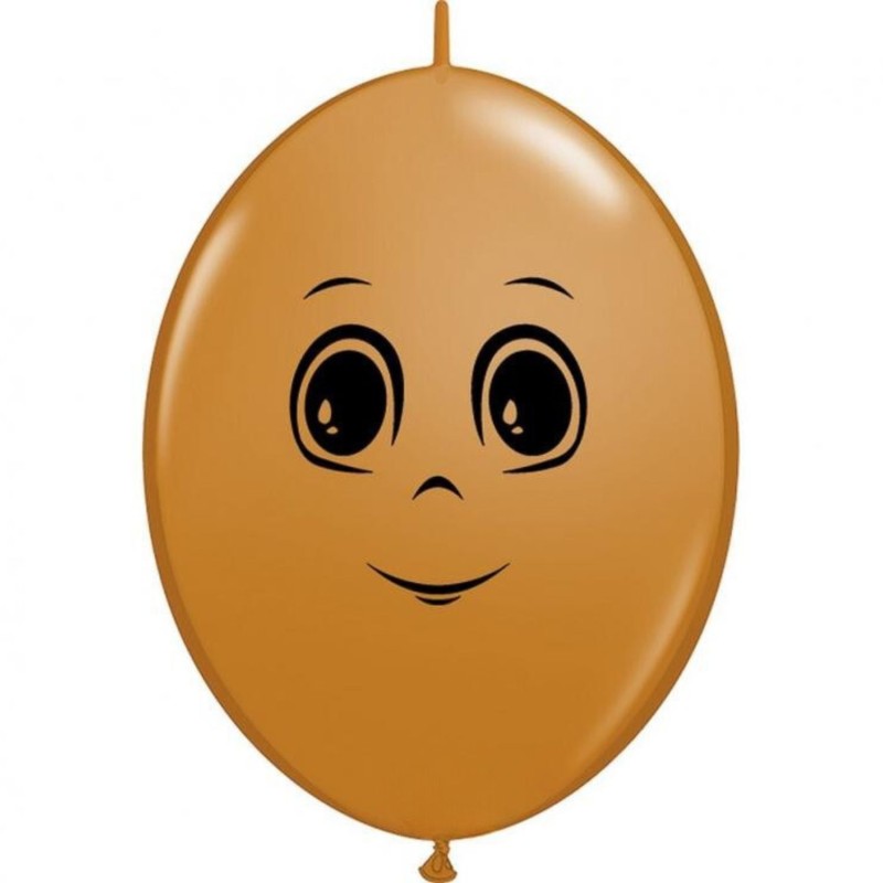 Lateksowe Balony brązowy z nadru. twarz męska 6" - 15 cm / 50 szt.