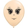 Lateksowe Balony beżowy z nadru. twarz żeńska 5" - 13 cm / 100 szt.