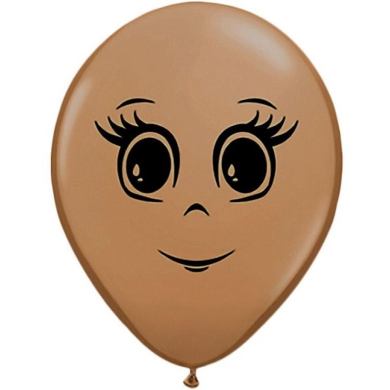 Lateksowe Balony brązowy z nadru. twarz żeńska 5" - 13 cm / 100 szt.