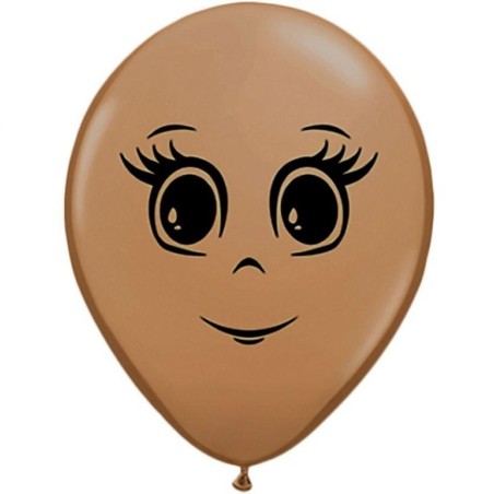 Lateksowe Balony brązowy z nadru. twarz żeńska 5" - 13 cm / 100 szt.