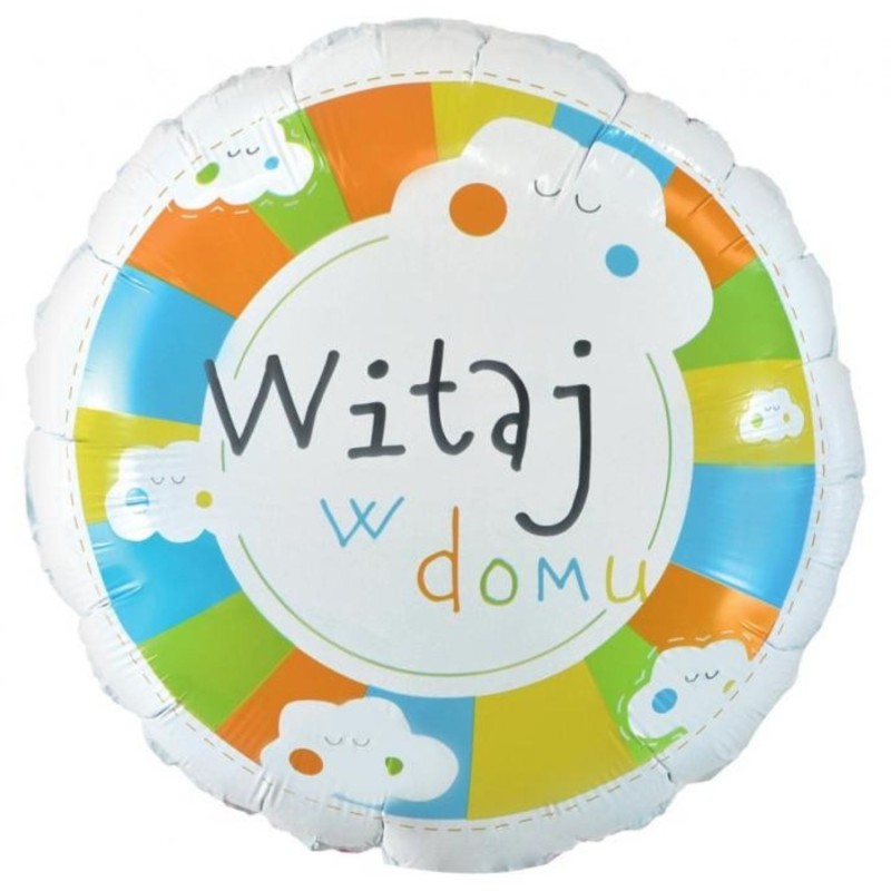 Foliowy Balony kolorowy z napis. "Witaj w domu". 18" - 46 cm / 1 szt.