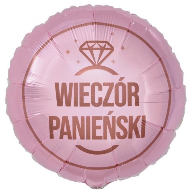 Foliowy Balony różowy z napis. "Wieczór Panieński". 18" - 46 cm / 1 szt.