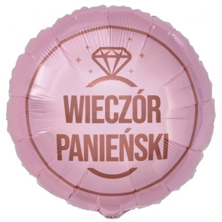 Foliowy Balony różowy z napis. "Wieczór Panieński". 18" - 46 cm / 1 szt.