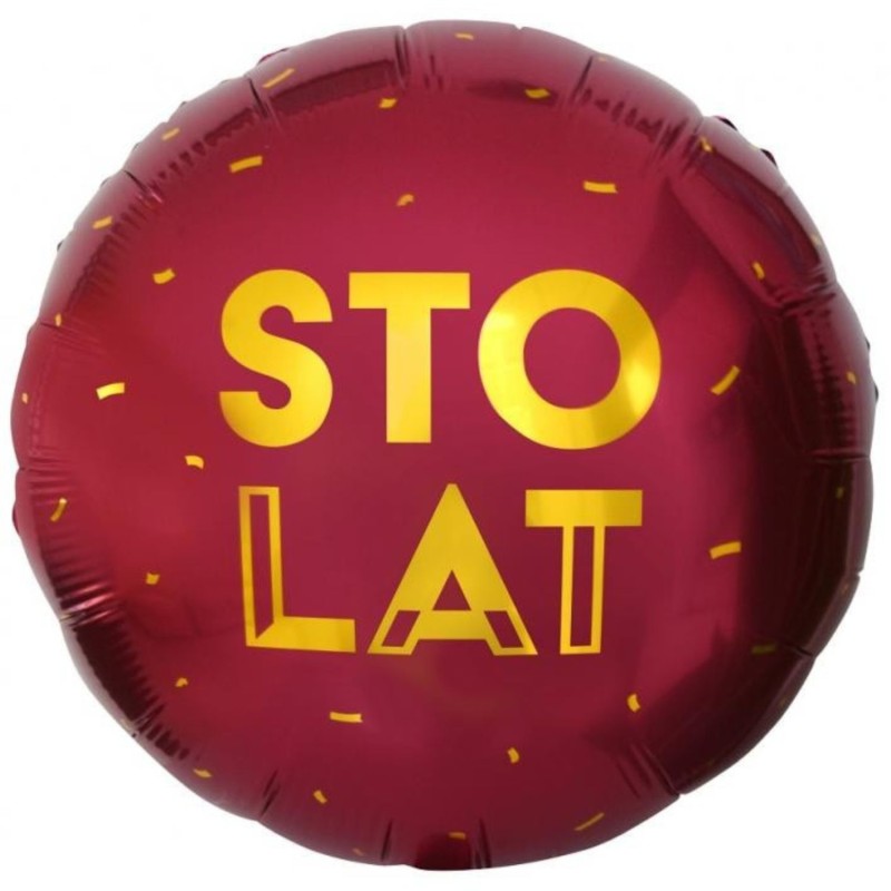 Foliowy Balony czerwony z napis. "Sto Lat". 18" - 46 cm / 1 szt.