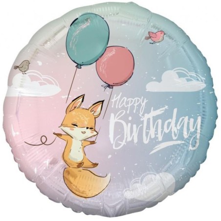 Foliowy Balony kolorowy z napis. "Happy Birthday". 18" - 46 cm / 1 szt.