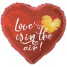 Foliowy Balony czerwony z napis. "Love Is In The Air"(Serce). 18" - 46 cm / 1 szt.