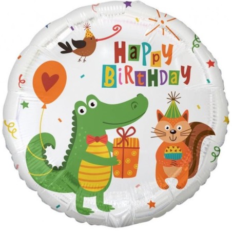 Foliowy Balony kolorowy z napis. "Happy Birthday". 18" - 46 cm / 1 szt.