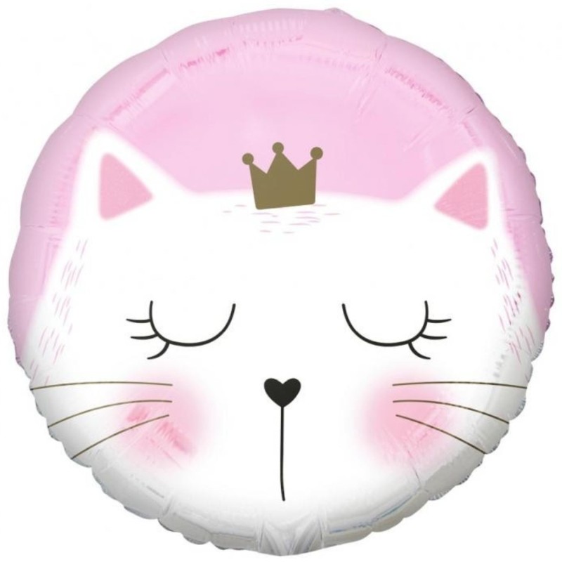 Foliowy Balony różowe z nadru. Kotek 18" - 46 cm / 1 szt.