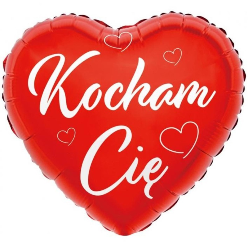 Foliowy Balony czerwony z napis. "Kocham Cię"(Serce). 18" - 46 cm / 1 szt.