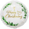 Foliowy Balony biały z napis. "Happy Christening". 18" - 46 cm / 1 szt.