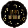 Foliowy Balony czarny z napis. "Happy Birthday". 18" - 46 cm / 1 szt.