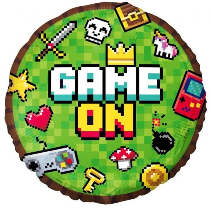Foliowy Balony kolorowy z napis. "Game On". 18" - 46 cm / 1 szt.