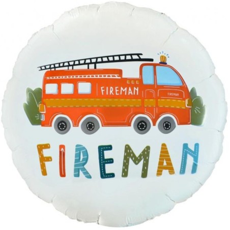 Foliowy Balony kolorowy z napis. "Fireman". 18" - 46 cm / 1 szt.