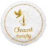 Foliowy Balony białe z napis. "Chrzest Święty". 18" - 46 cm / 1 szt.