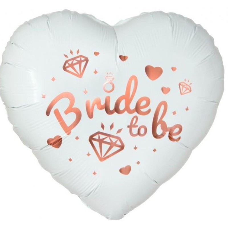 Foliowy Balony białe z napis. "Bride To Be"(Serce). 18" - 46 cm / 1 szt.