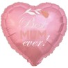 Foliowy Balony różowy z napis. "Best Mum Ever"(Serce). 18" - 46 cm / 1 szt.