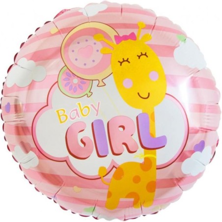 Foliowy Balony różowe z napis. "Baby Girl". 18" - 46 cm / 1 szt.