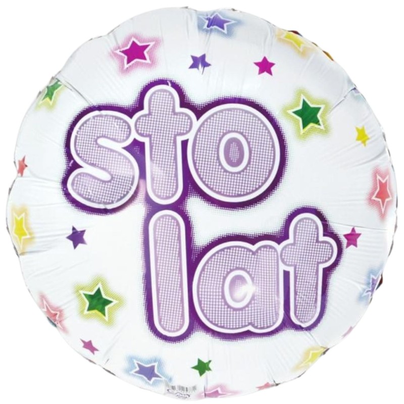 Foliowy Balony kolorowy z napis. "Sto Lat". 18" - 46 cm / 1 szt.