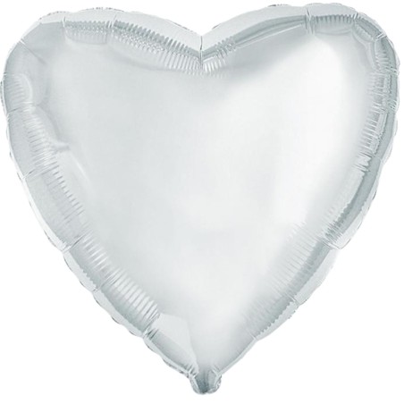 Foliowy Balony srebrny w kształcie serca metalik. 9" - 23 cm / 1 szt.