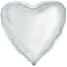 Foliowy Balony srebrny w kształcie serca metalik. 9" - 23 cm / 1 szt.