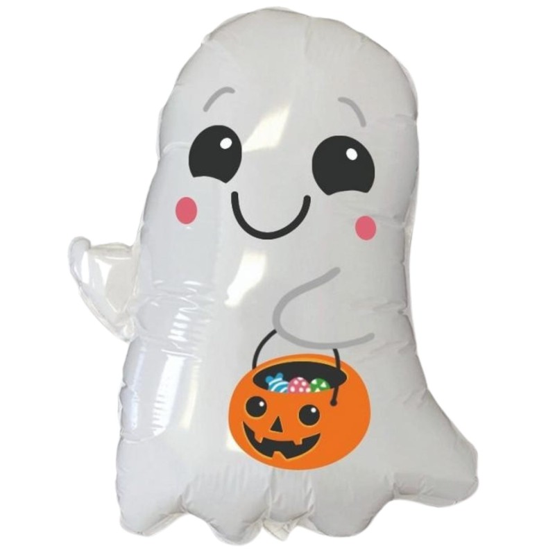 Foliowe Balony białe w kształcie Duszek z wiaderkiem. 24" - 61 cm / 1 szt.