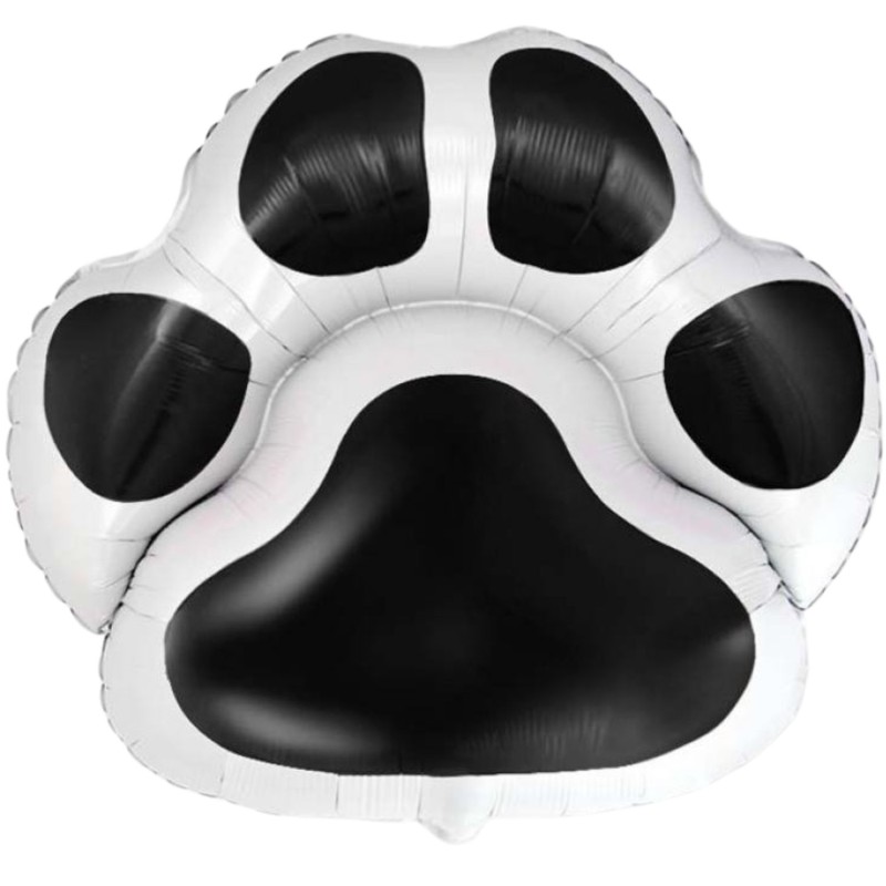 Foliowe Balony czarne w kształcie Łapki kota. 24" - 61 cm / 1 szt.