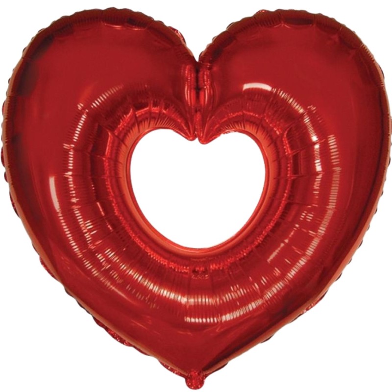 Foliowe Balony czerwone w kształcie Serce otwarte. 24" - 61 cm / 1 szt.