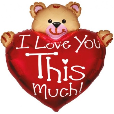 Foliowe Balony czerwone z napis. "I Love You This Much". 18" - 46 cm / 1 szt.