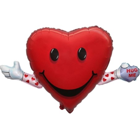 Foliowe Balony czerwone z napis. "HUG ME". 18" - 46 cm / 1 szt.