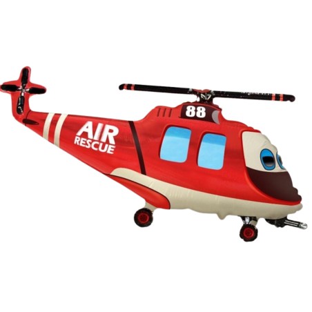 Foliowe Balony czerwone w kształcie Helikoptera Ratunkowego. 24" - 61 cm / 1 szt.