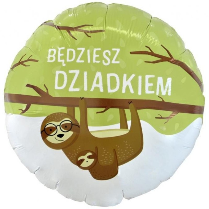 Foliowe Balony kolorowe z napis. "Będziesz Dziadkiem". 18" - 46 cm / 1 szt.