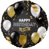 Foliowe Balony czarne z napis. "Happy Birthday". 18" - 46 cm / 1 szt.