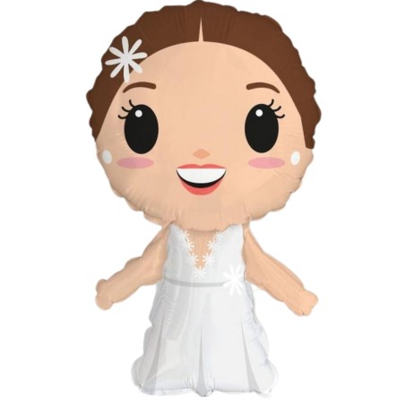 Foliowe Balony białe w kształcie Panny Młodej. 24" - 61 cm / 1 szt.