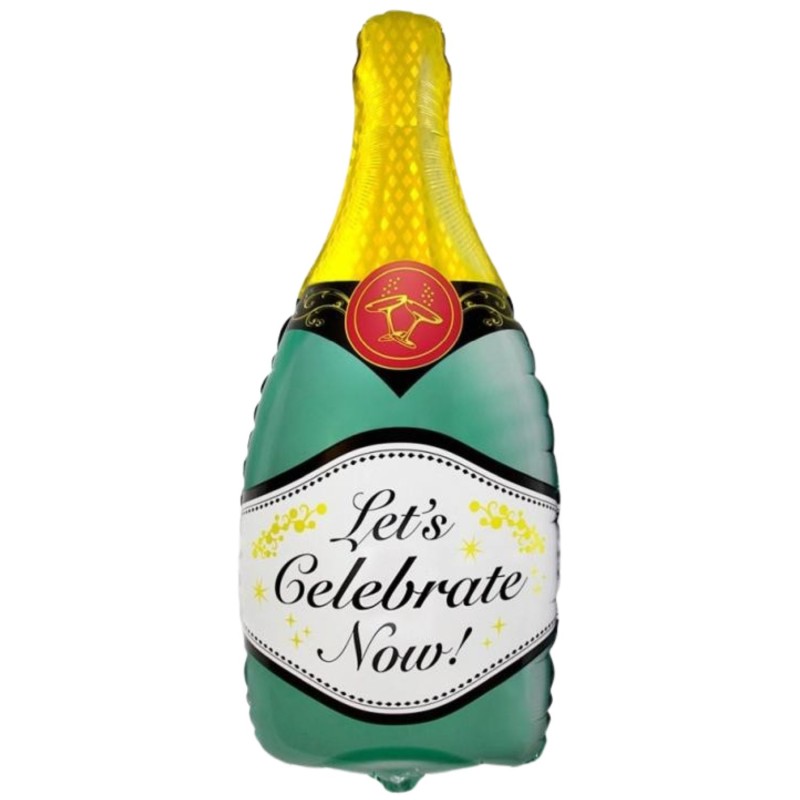Foliowe Balony kolorowe w kształcie Butelki szampana. 24" - 61 cm / 1 szt.