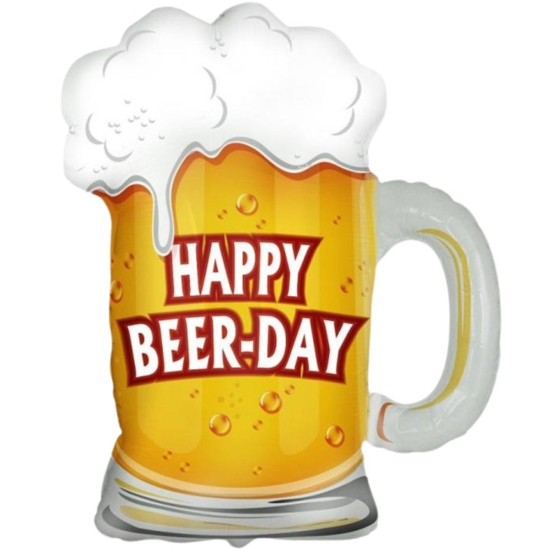 Foliowe Balony kolorowe z napis. "Happy Beer-Day". 18" - 46 cm / 1 szt.