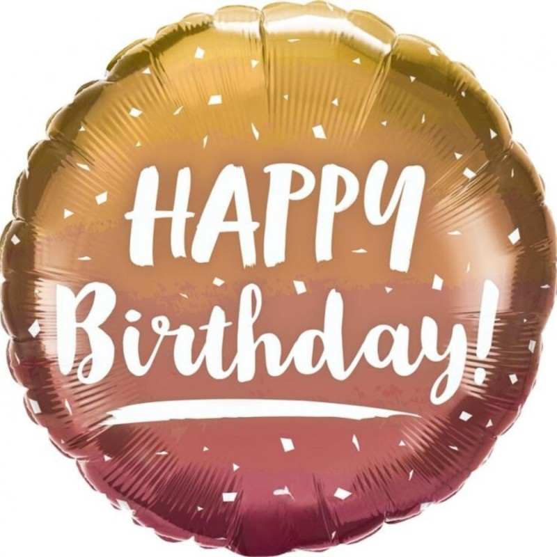Foliowe Balony różowo-złote z napis. "Happy Birthday". 18" - 46 cm / 1 szt.
